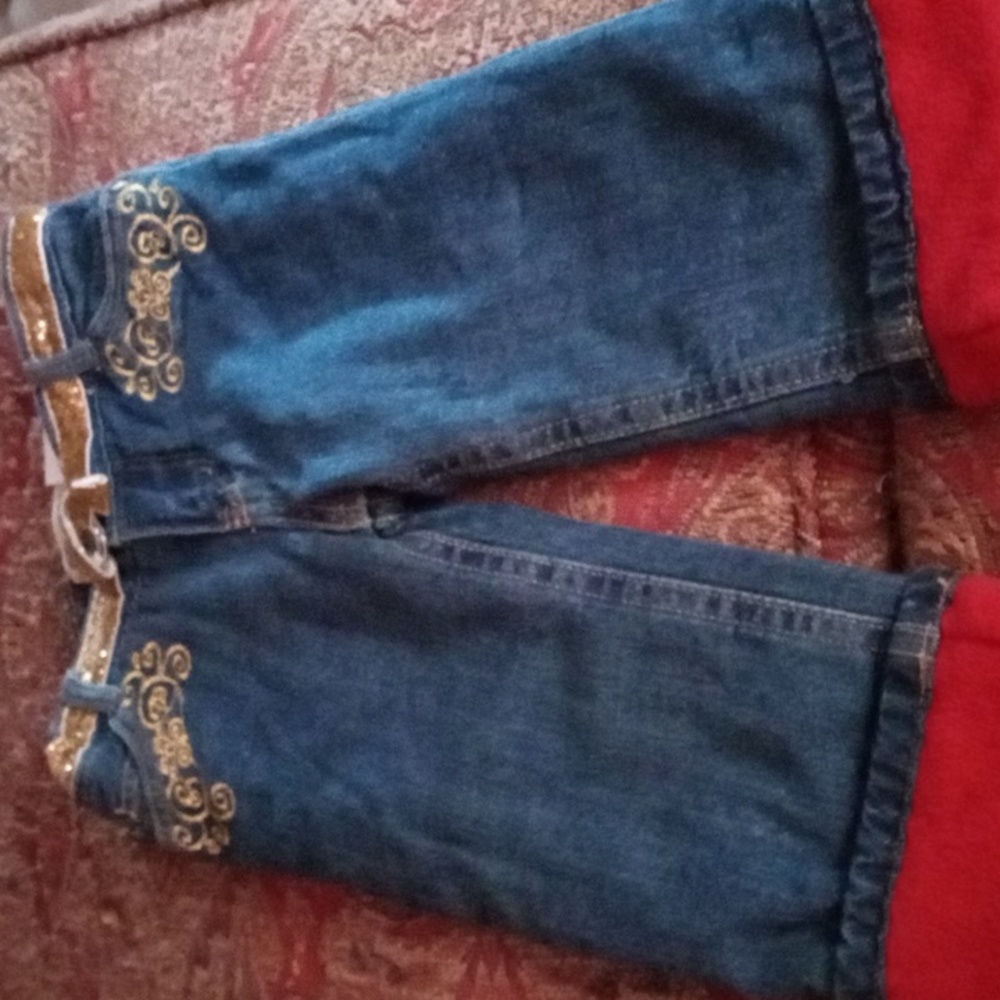 NWT WonderKids 18 Months Baby Girls Fleece Lined Jeans with Belt